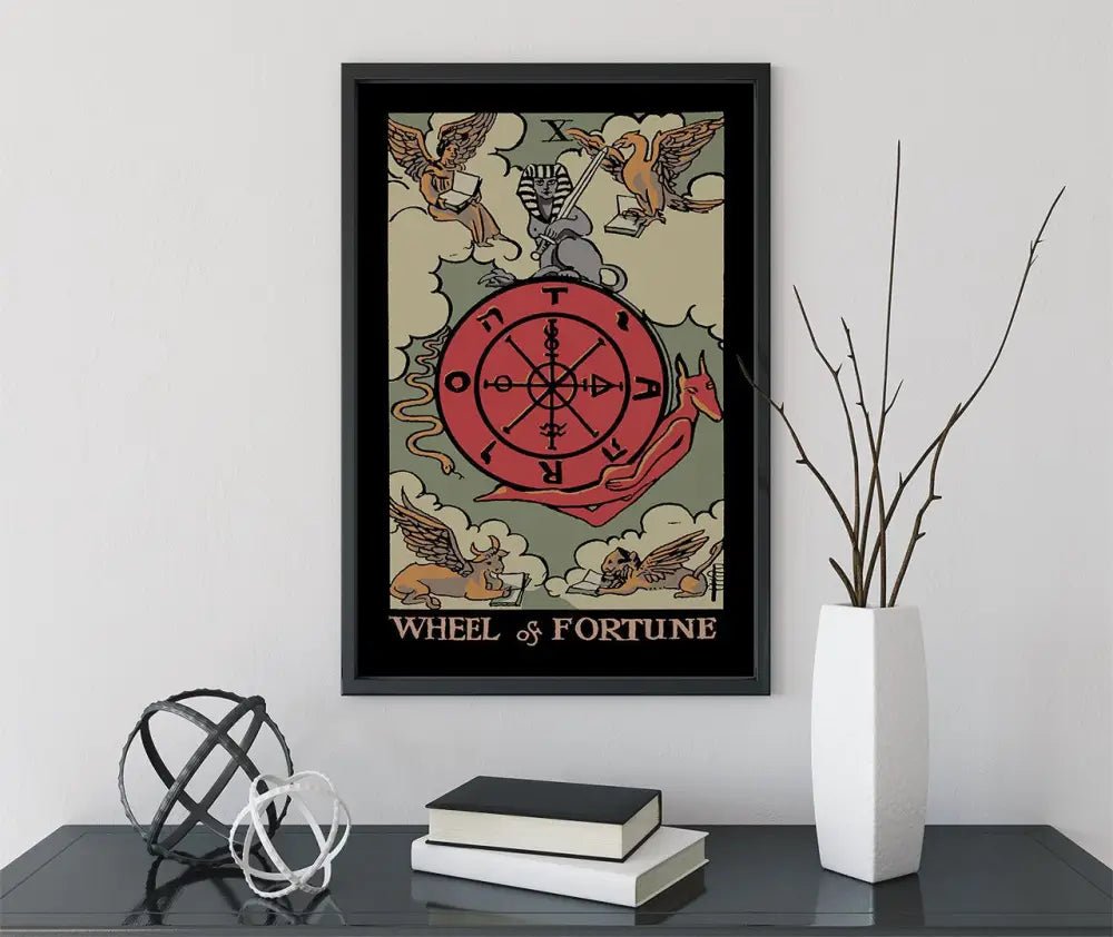 Wheel Of Fortune Tarot Card Print Darker Colorway Poster For Mystic Wall Art Limited Edition by My Store