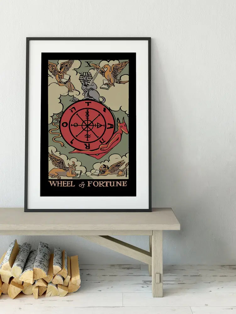 Wheel Of Fortune Tarot Card Print Darker Colorway Poster For Mystic Wall Art Limited Edition by My Store