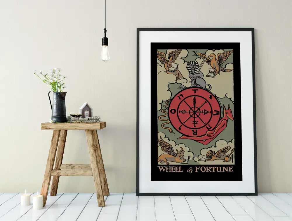 Wheel Of Fortune Tarot Card Print Darker Colorway Poster For Mystic Wall Art Limited Edition by My Store