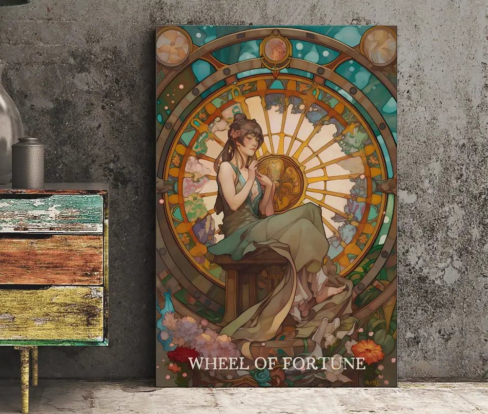 Wheel Of Fortune Tarot Card Print Poster No Frame Modern Wall Decor For Living Room Or Office by My Store