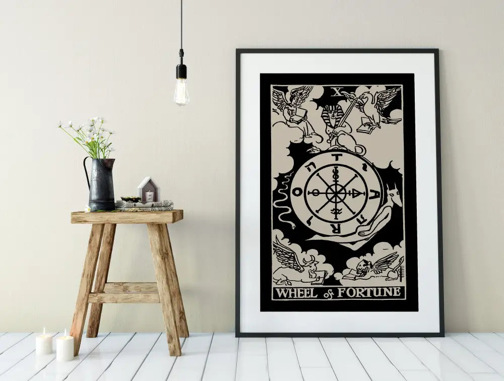 Wheel of Fortune Tarot Card Print Poster No Frame Wall Art for Elegant Home Decor by My Store