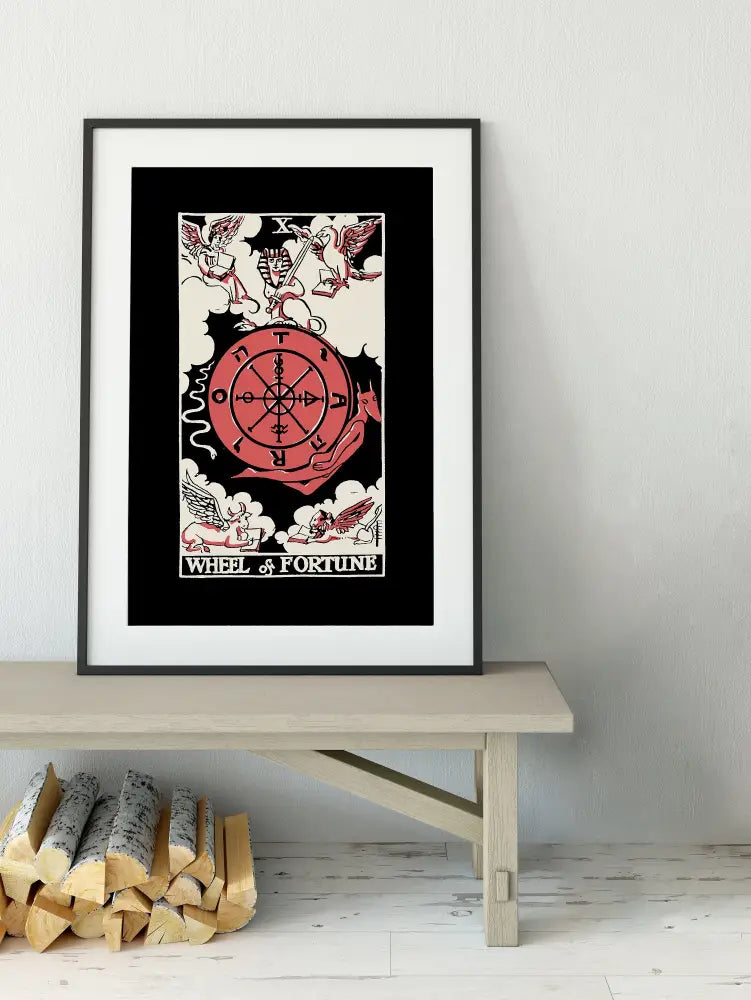 Wheel of Fortune Tarot Card Three Color Print Poster No Frame For Elegant Wall Decor by My Store