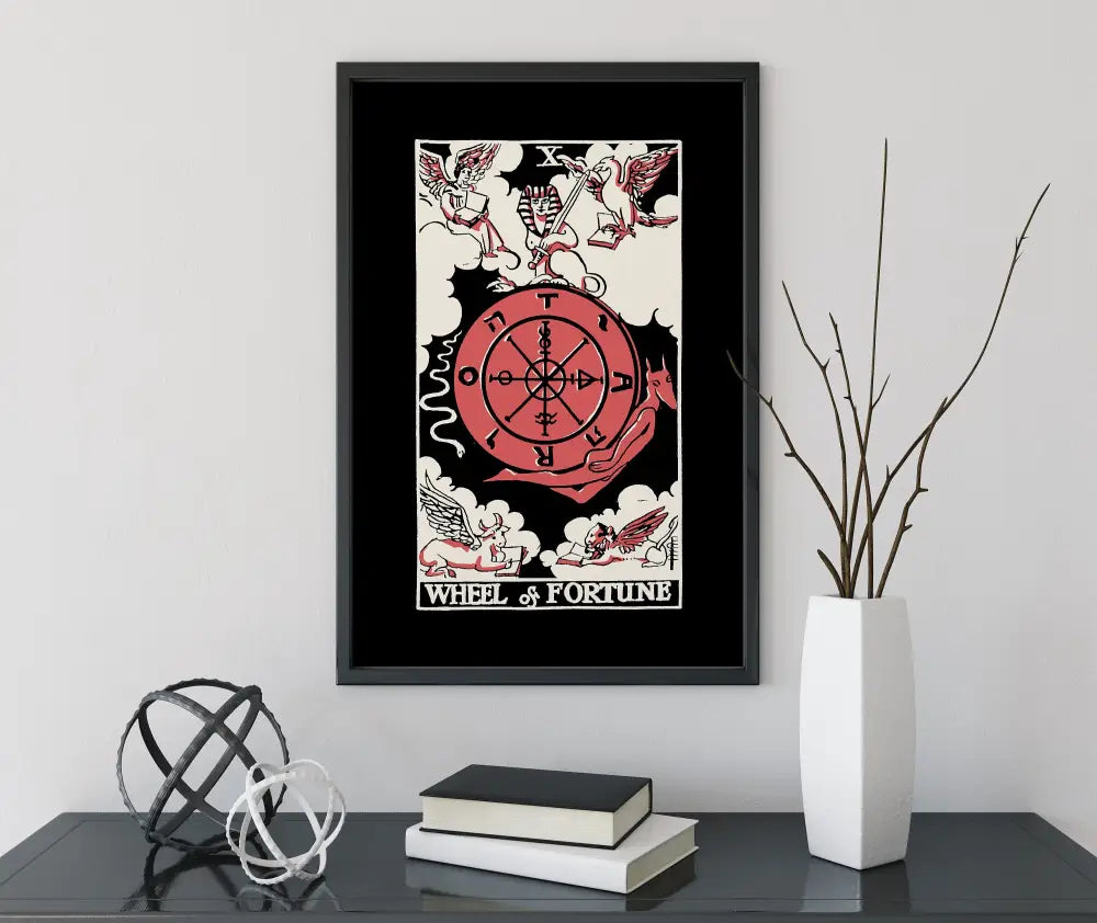 Wheel of Fortune Tarot Card Three Color Print Poster No Frame For Elegant Wall Decor by My Store