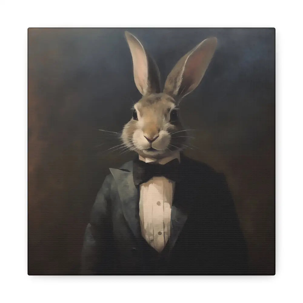 Bunny in a Suit – Canvas Wall Art - Whimsical Bunny Portrait - DesignBohemian