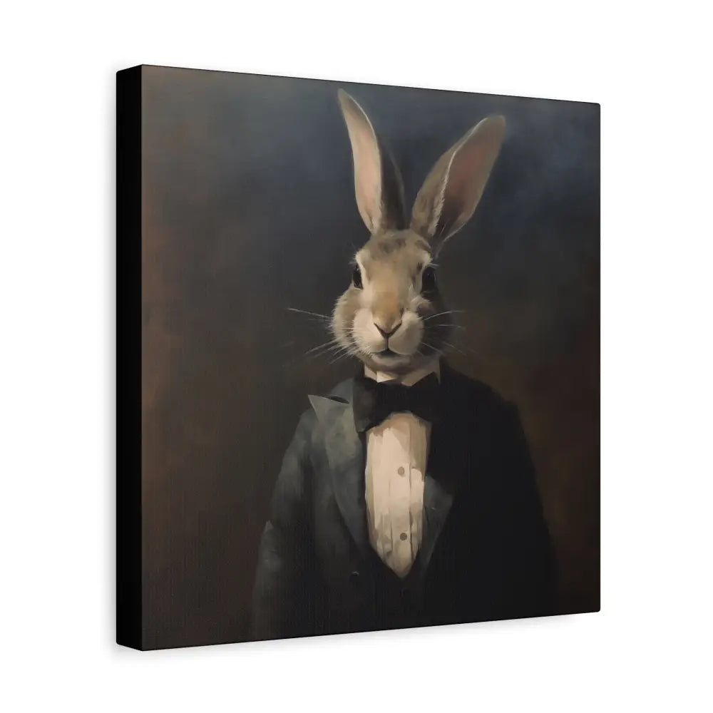 Bunny in a Suit – Canvas Wall Art - Whimsical Bunny Portrait - DesignBohemian