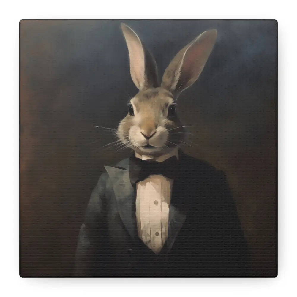 Bunny in a Suit – Canvas Wall Art - Whimsical Bunny Portrait - DesignBohemian