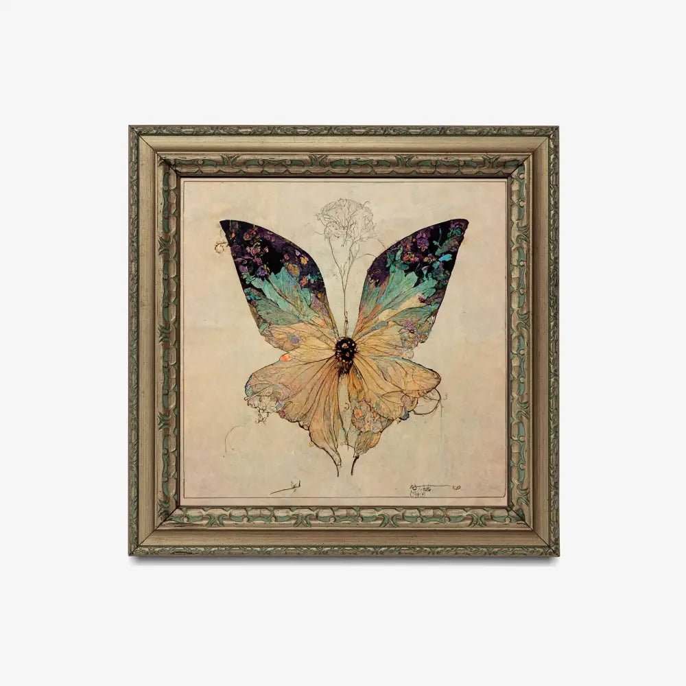 Whimsigoth Butterfly Art Nouveau Moody Print for Sacred Space Square Fine Art Print on Premium Archival Matte Paper by My Store