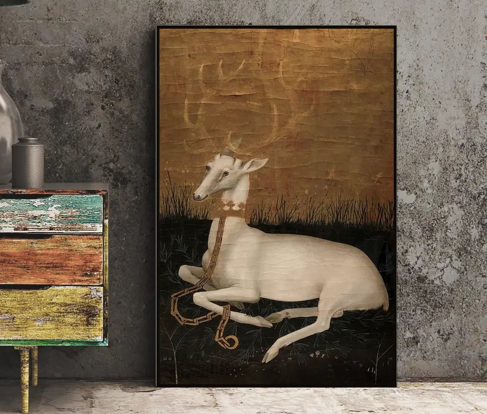 White Hart Stag Medieval Poster No Frame By Wilton Diptych by My Store