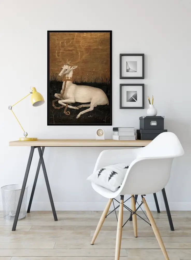 White Hart Stag Medieval Poster No Frame By Wilton Diptych by My Store