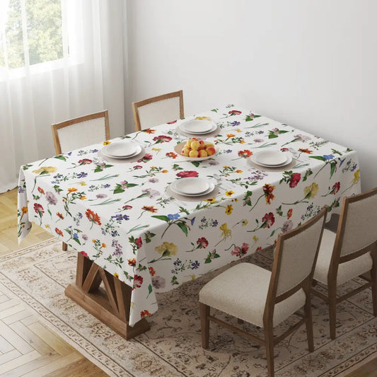 White Tablecloth Rectangle And Round Sizes Vintage Floral by My Store