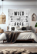 Wild and Free Quote Tapestry Wall Hanging Meditation Yoga Grunge Hippie Wanderlust by DesignBohemian