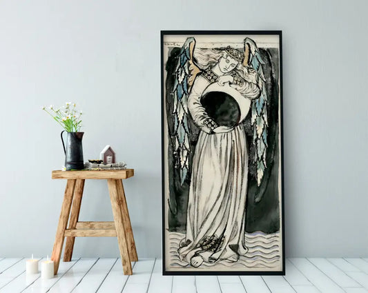 William Morris Angel Moon Art Nouveau Print Large Blue Bohemian Artwork For Elegant Interiors by My Store