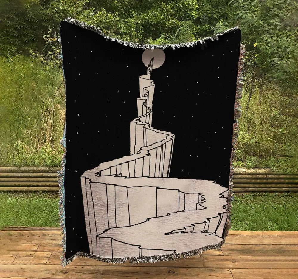 William Robinson Woven Blanket: Path to the Moon Cotton Throw by DesignBohemian
