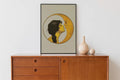 Woman Kissing Moon Art Nouveau Print Bohemian Artwork In Light Beige For Elegant Living Room Decor by My Store