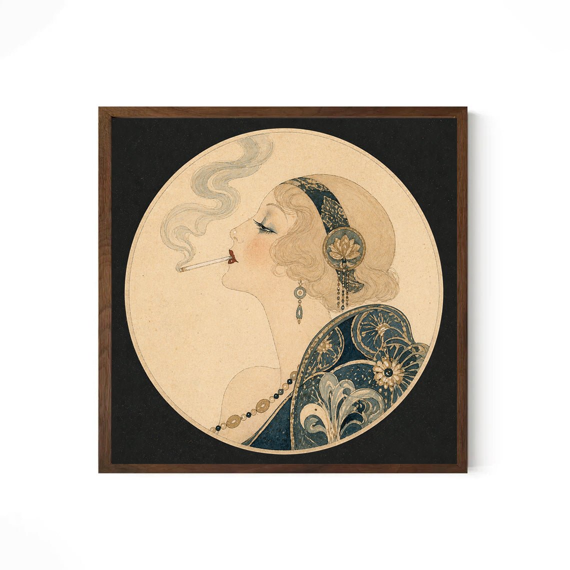 Art Deco Flapper Smoking – 1920s Paris Woman Vintage Style Print (Square) - DesignBohemian