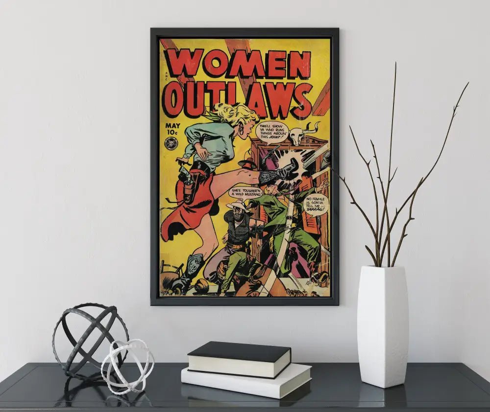 Women Outlaws Comic Book Cover No 2 Poster Vintage Feminist Art Print No Frame Premium Wall Decor by My Store