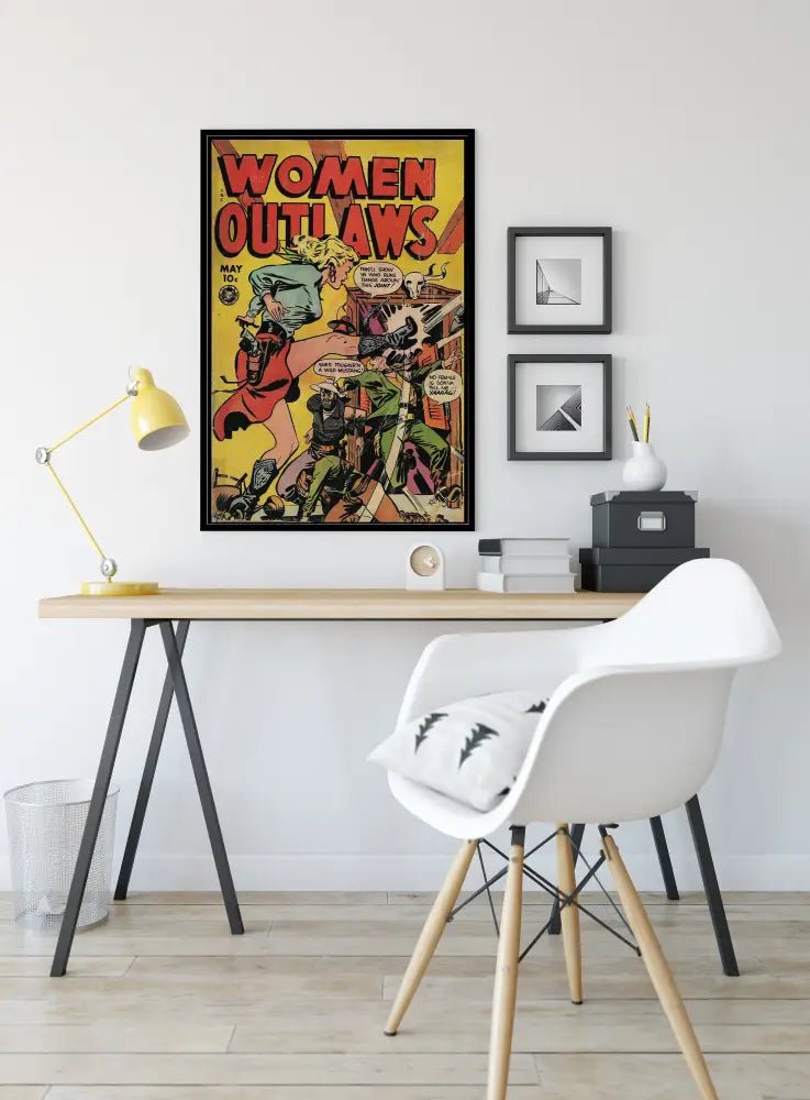 Women Outlaws Comic Book Cover No 2 Poster Vintage Feminist Art Print No Frame Premium Wall Decor by My Store