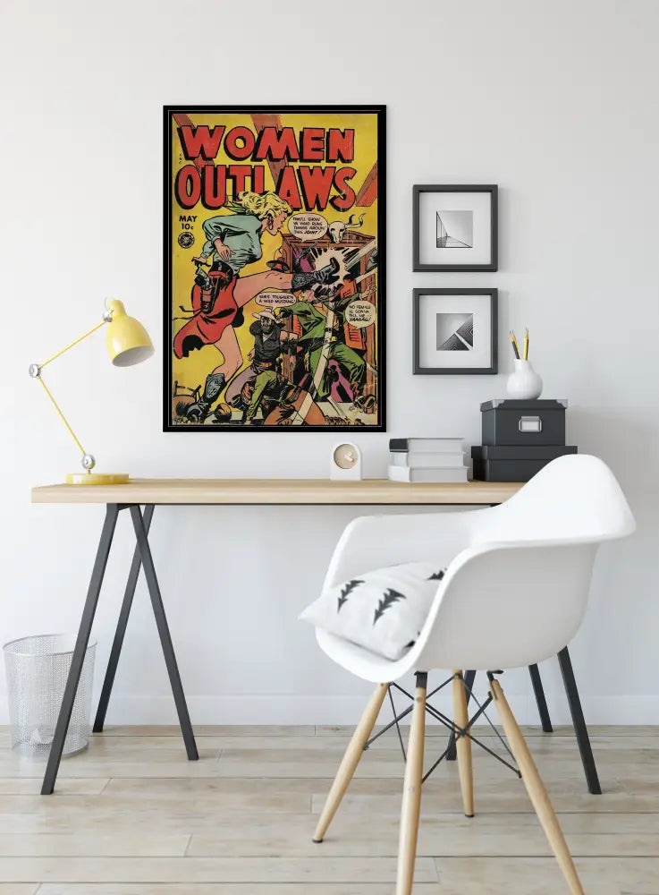 Women Outlaws Comic Book Cover No 2 Poster Vintage Feminist Art Print No Frame Premium Wall Decor by My Store