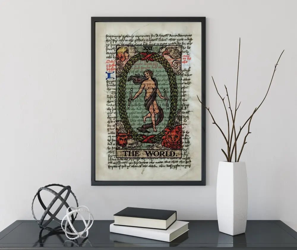 World Tarot Card Print On Ancient Text Poster No Frame Rider Waite Edition By Pamela Colman Smith by My Store