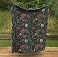 Woven Floral Blanket: Red Green William Morris Tapestry Throw by DesignBohemian